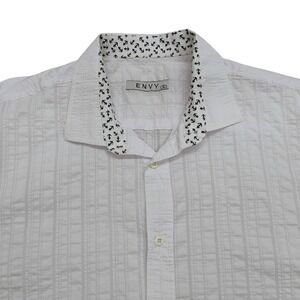 Envy Mens XL White Short Sleeve Button‎ Up Shirt Anchor Print Cruise Casual